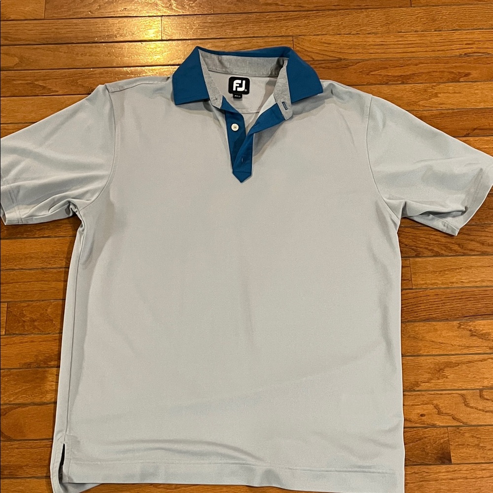 FootJoy Light Gray Polo with Blue Accents